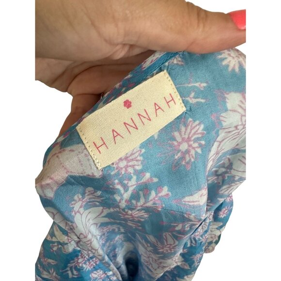 HANNAH Artwear Blue Floral 100% Silk Midi Wrap Dress One / Free Size - Picture 8 of 15